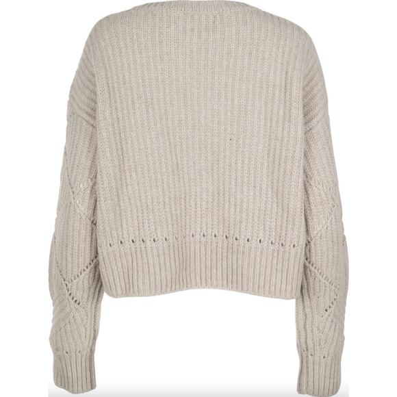 THAKOON Merino Wool Ribbed Crewneck Sweater Medium Crop Pullover Argyle Knitted - Picture 10 of 11